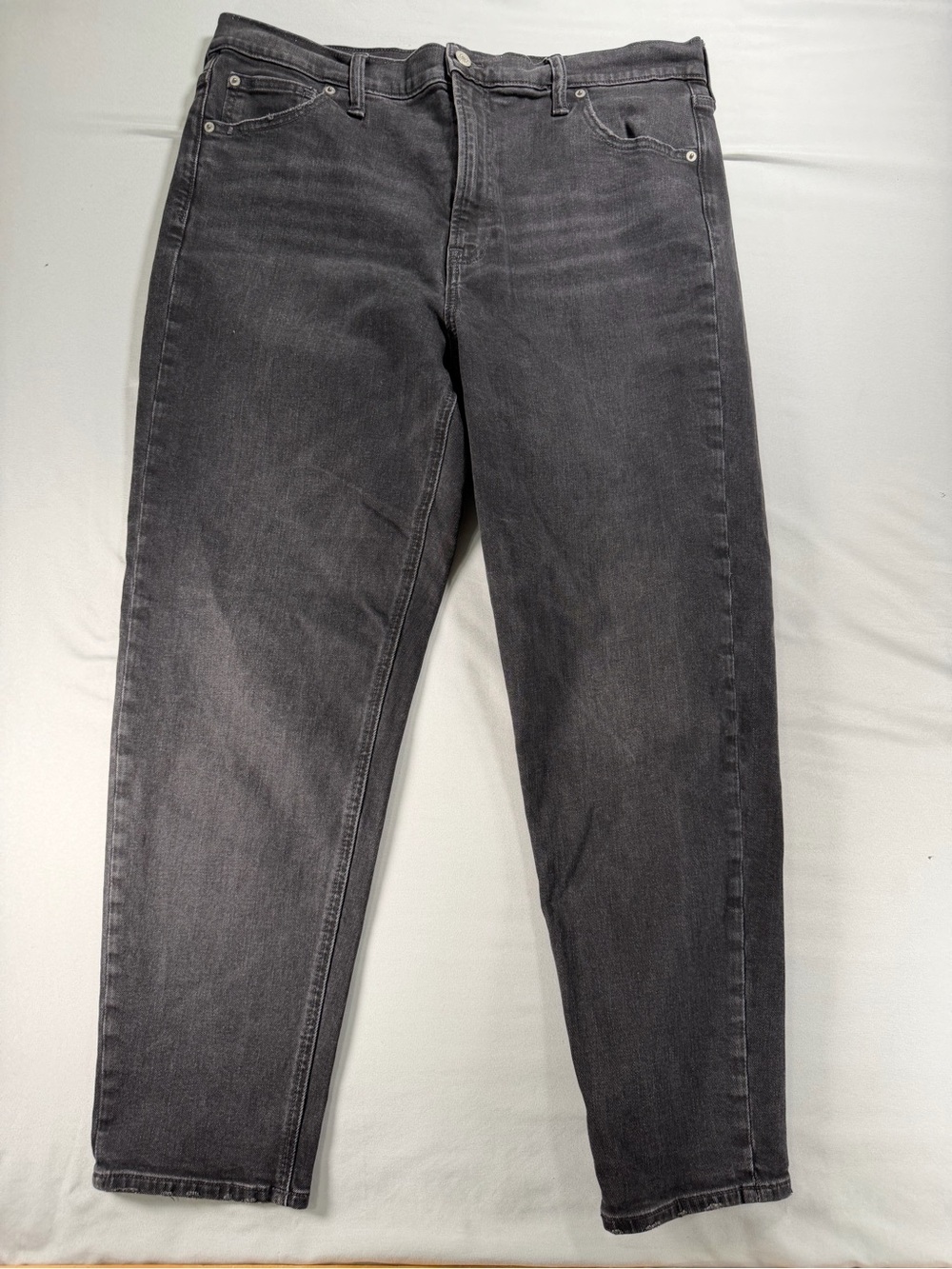 Gap High Rise Mom Jeans 33 / 16L Tall Faded Black Grey Denim Women's #1094